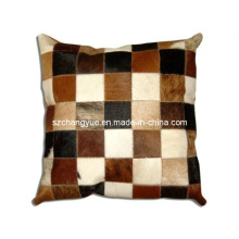 Couvercle de coussin naturel de deux côtés en peau de vache sans rembourrage